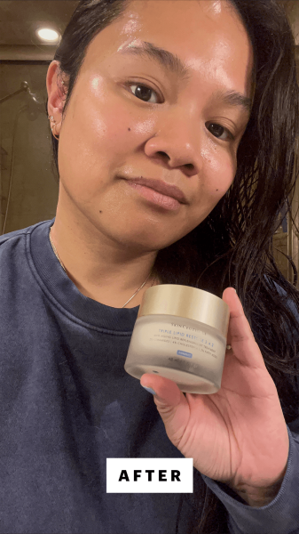 Allure senior beauty editor Jesa Marie Calaor after applying the SkinCeuticals Triple Lipid Restore 242